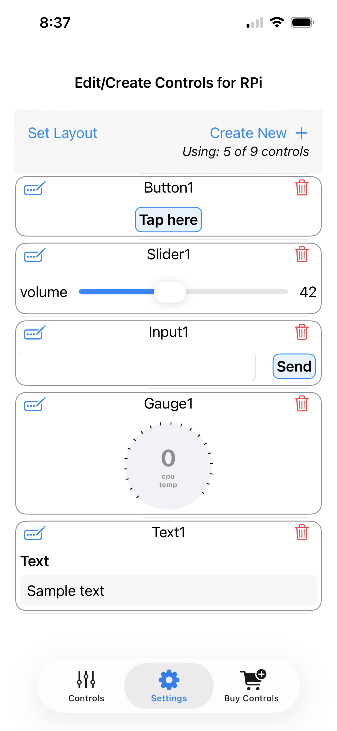 Edit Screen example