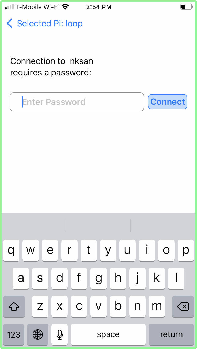 other network password entry